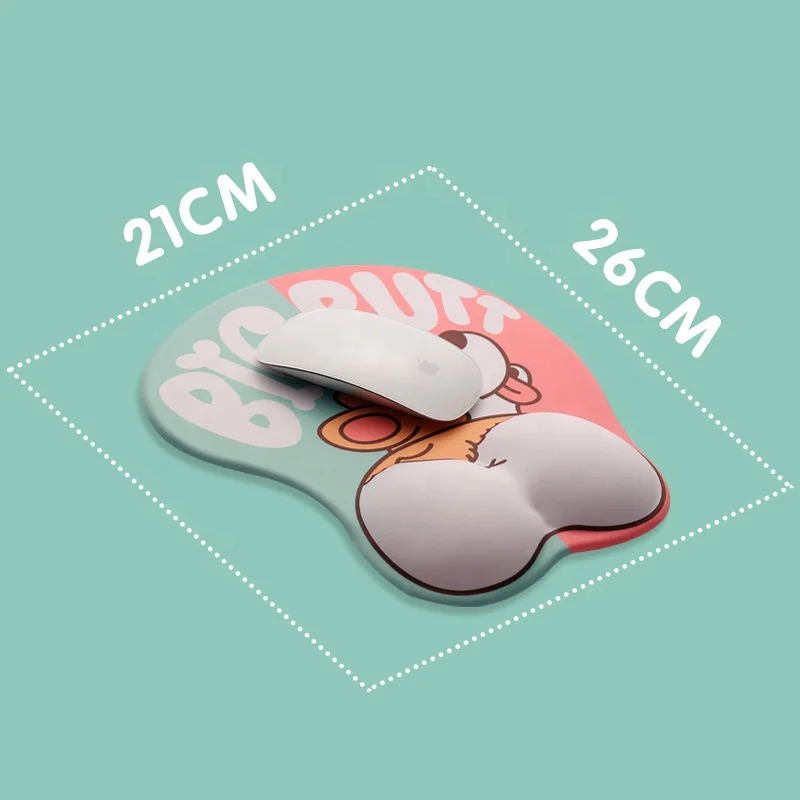 3D Animal Mouse Pad Cute Pattern Mousepad Made from Silica Gel with Comfort Surface Non-Slip PU/Rubber Base