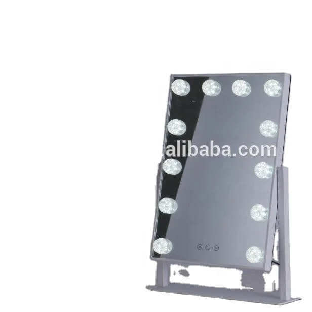 New Design Crystal Diamond Led Table Hollywood Makeup Mirror With Light Bulbs Vanity Makeup Mirror