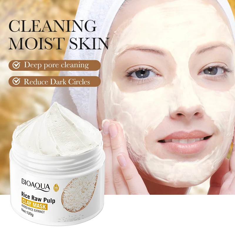 BIOAQUA Rice Collagen Organic Cleansing Skin Clay Facial Mask Oil Control Whitening Brightening Exfoliating Face Mask For Women