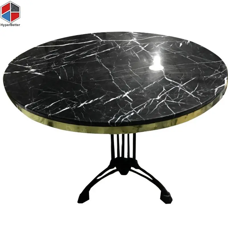 Black magic marble coffee table round
