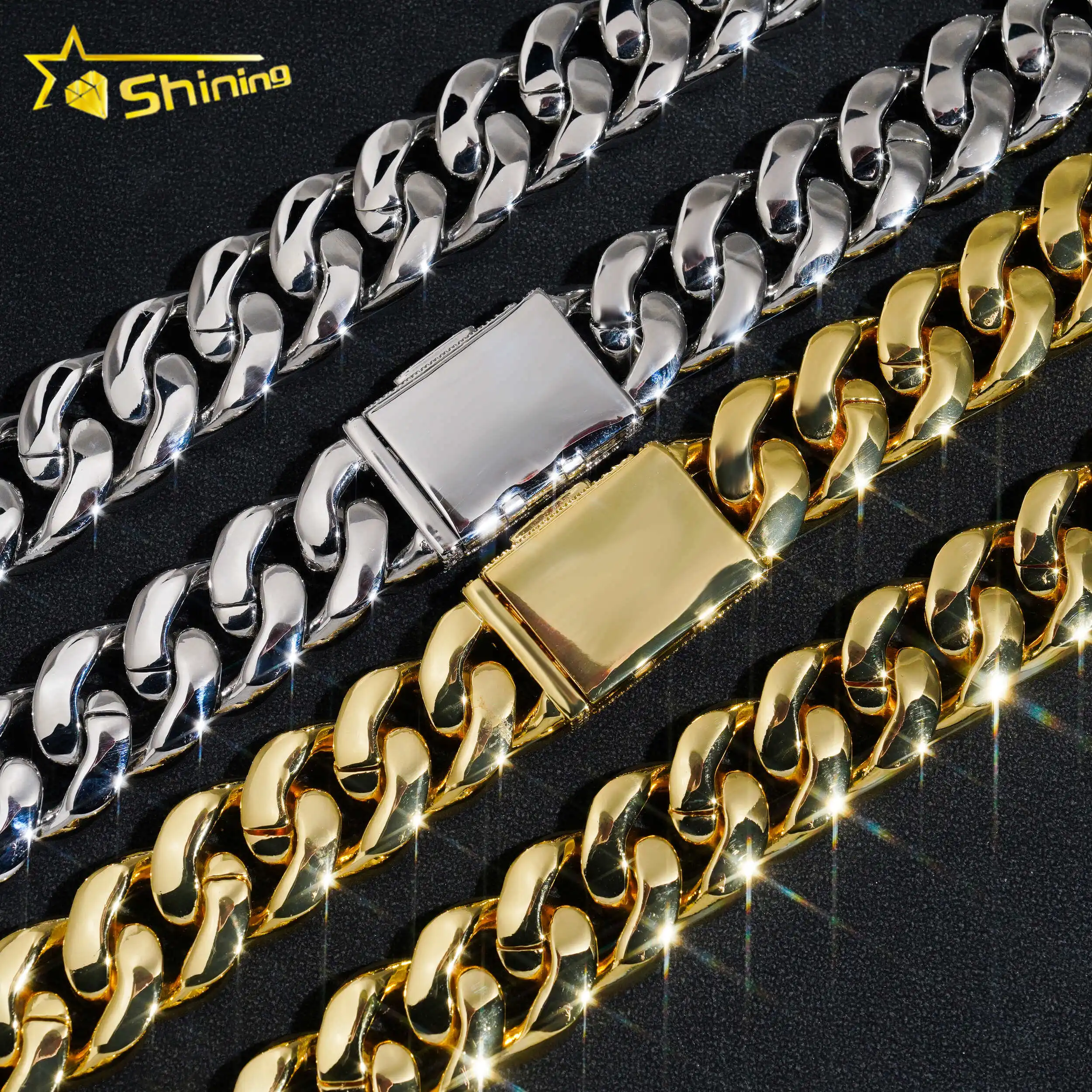 Luxury Hip Hop Men Fashion Link Chain Big Size 20MM Gold Plated Iced Out Brass CZ Diamond Cuban Link Chain