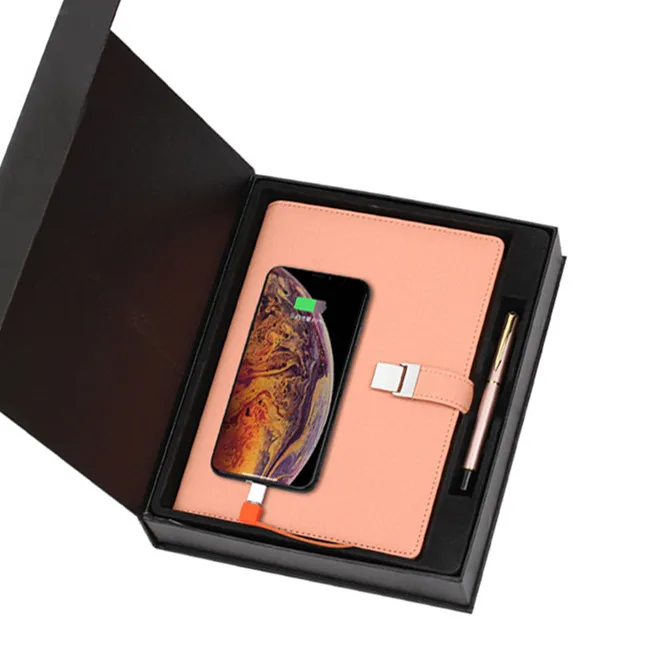 Beautiful power bank organizer diary notebook with charging function