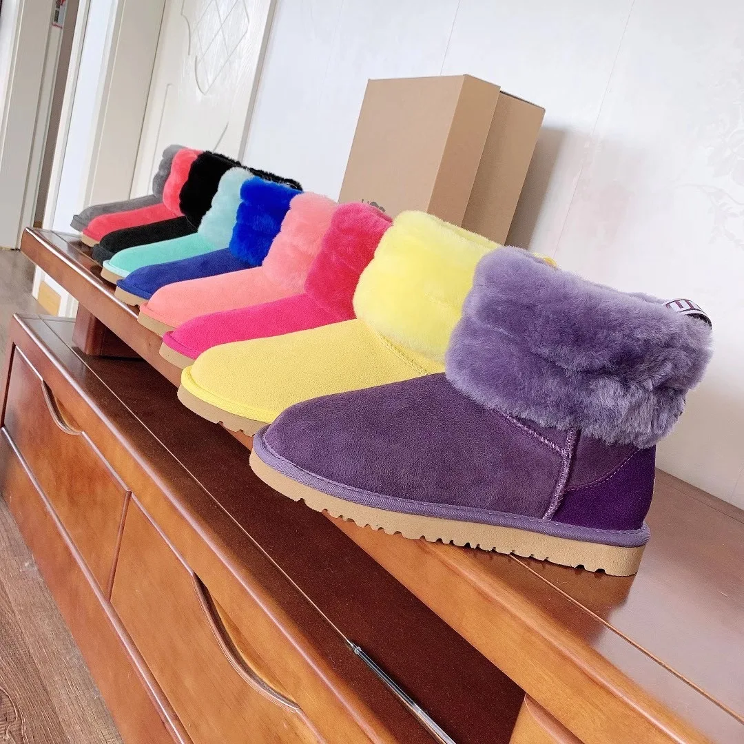 
Wholesale custom 2020 winter warm real wool snow boots outdoor fashion boots for women 