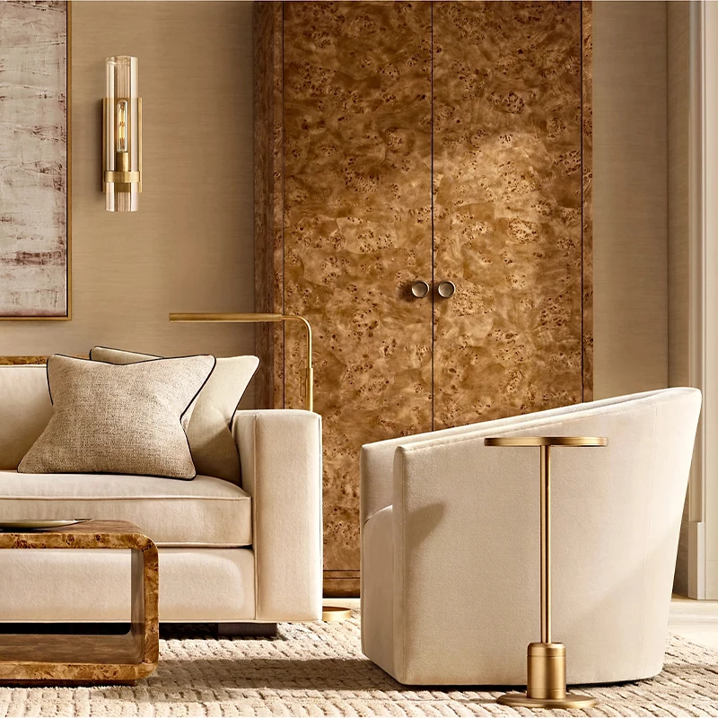 Minimalist design floor sofa lamb wool high back armrest single sofa chair living room chair