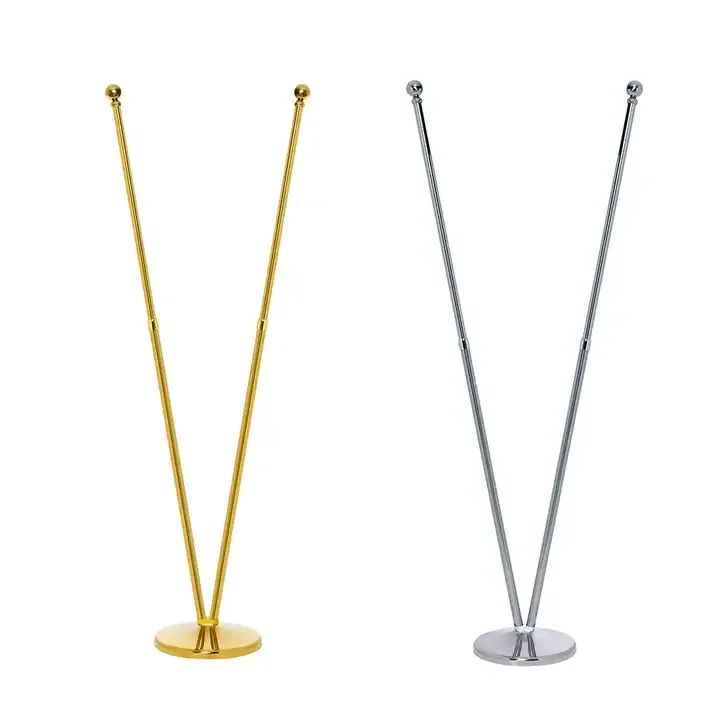 cheap outdoor advertising polyester  flag with stand Indoor Premium Gold automatic raise  Flagpole Parts Telescopic Flag Pole