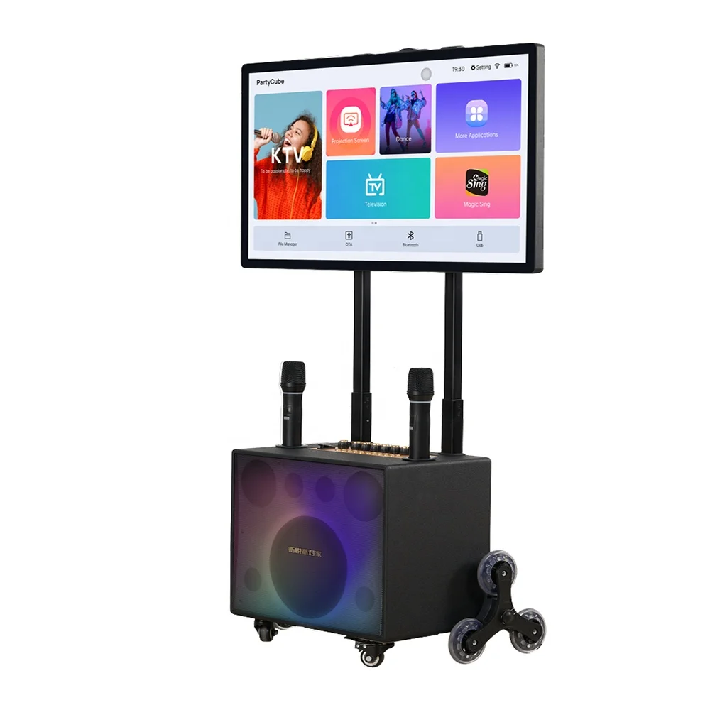portable KTV with Big LED 32 INCH Screen Wireless Karaoke with Support 10 points Big voice and prefect Sounds supper Bar