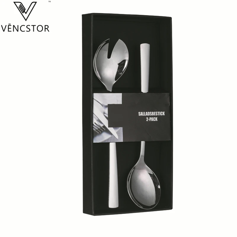 
2PCS Wedding Restaurant Matte Gold Salad Servers Spoon And Fork Set 