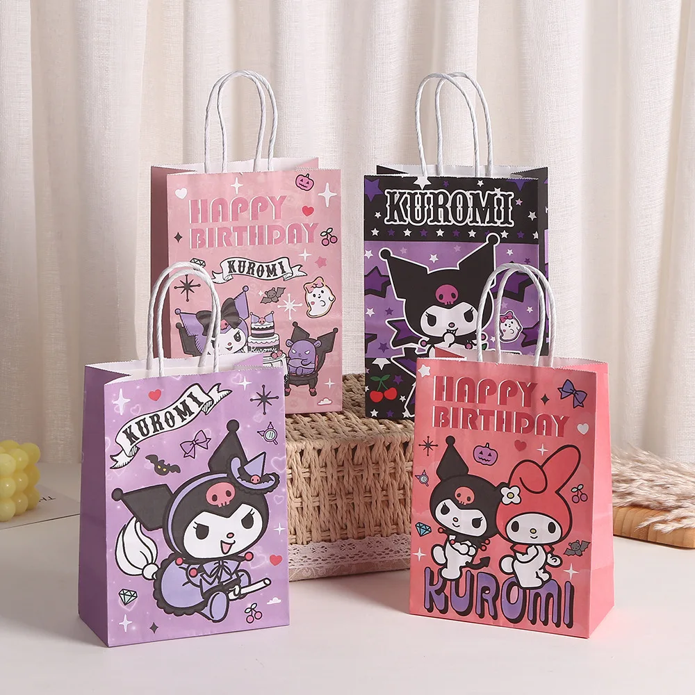 Kuromi белый крафт бумажный пакет милый мультяшный Подарочный на день рождения Сувенирный ручной упаковочный