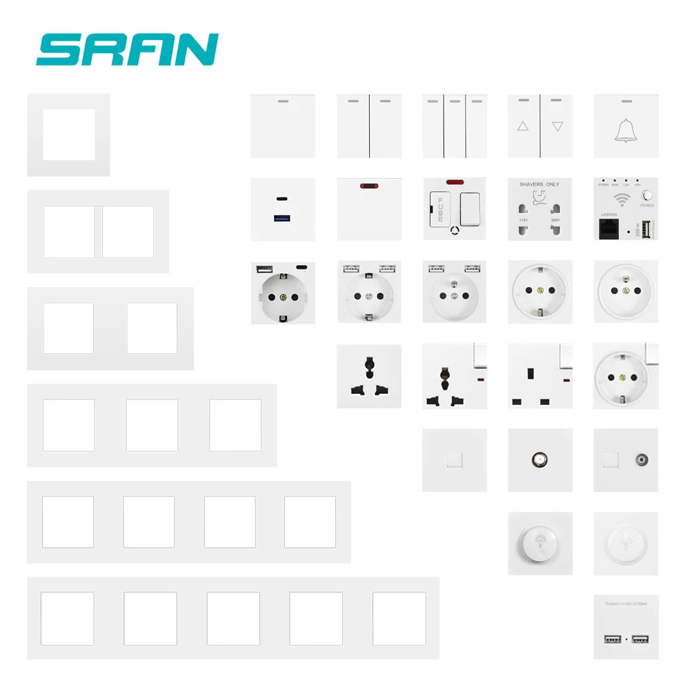British standard White Multi function 3 pin universal switches and socket electric wall socket 13A 250V