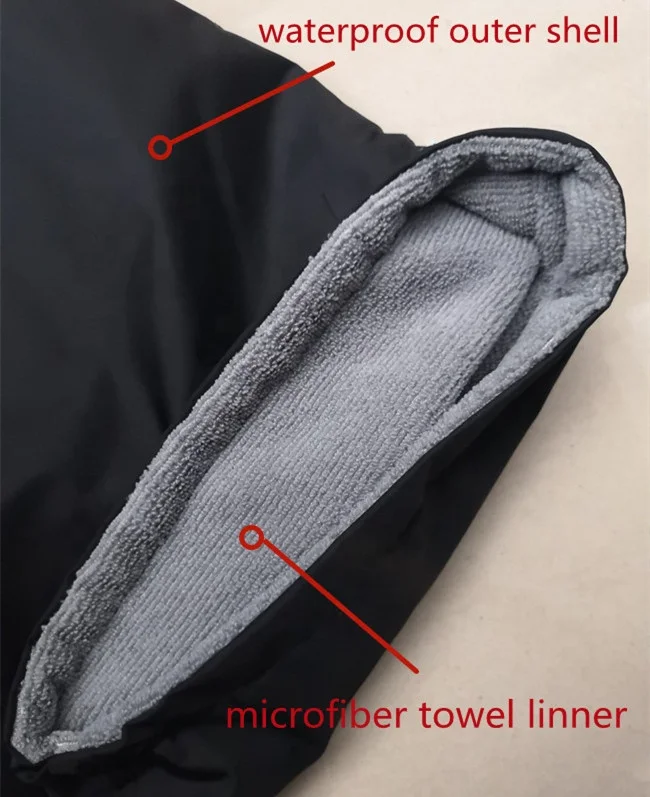 Custom Waterproof Coat Surf Poncho Microfiber Toweling Lining Dry change Robe Adult Swimming Changing Towel Robe