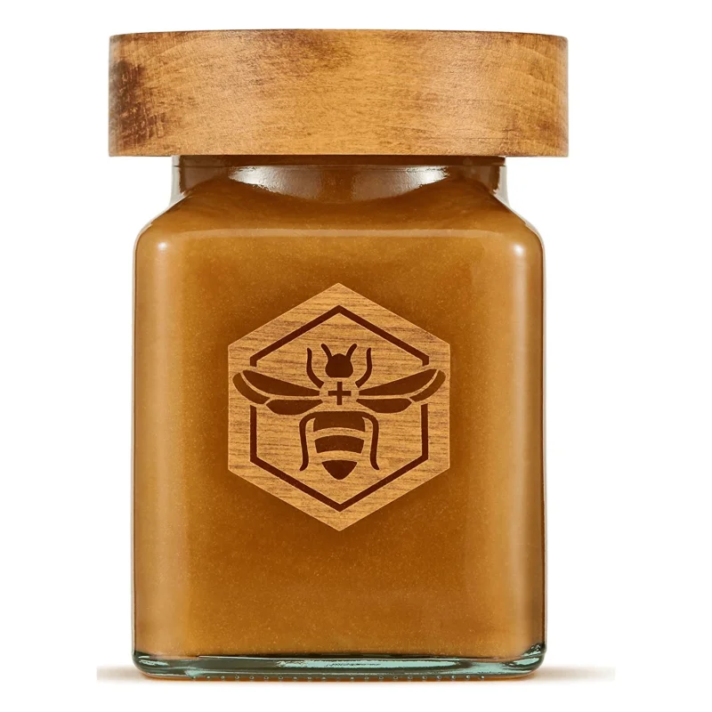 Recyclable Square Glass Honey Jar with Wood Lid Kitchen Storage Pickle Jam Jar Empty Glass Food Storage jars