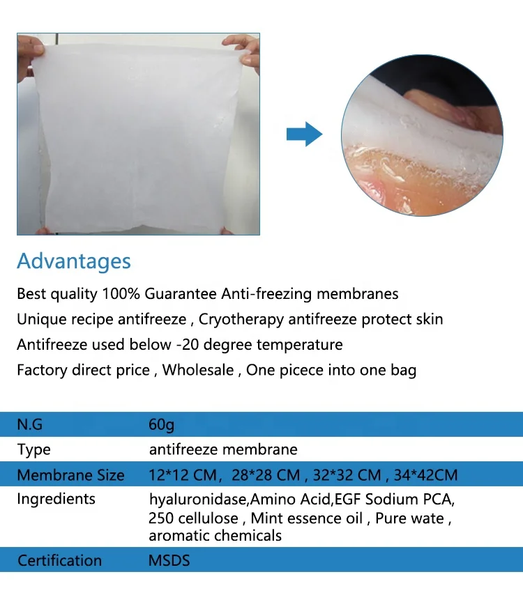 Cryo Machine Skin Protect Freezefats 27*30cm 34*42cm Anti Freeze Membrane