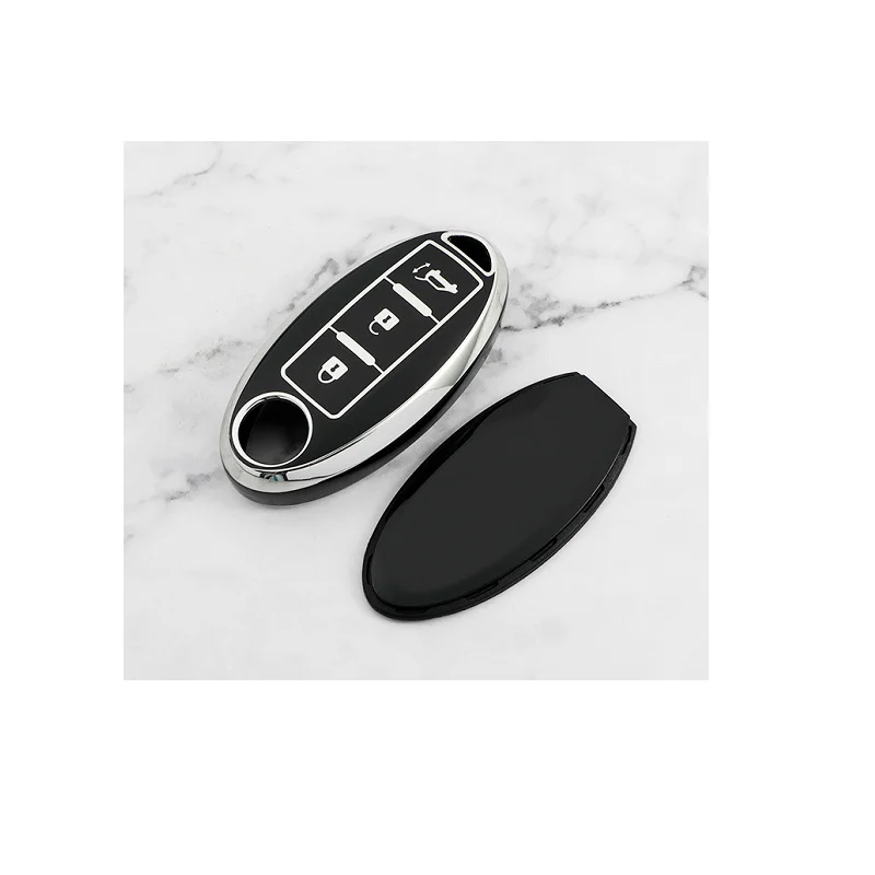 TPU key cover with Silver edge 3 buttons for Nissan Teana Sentra Sunny MAXIMA ALTIMA Versa Murano Rogue smart remote car key