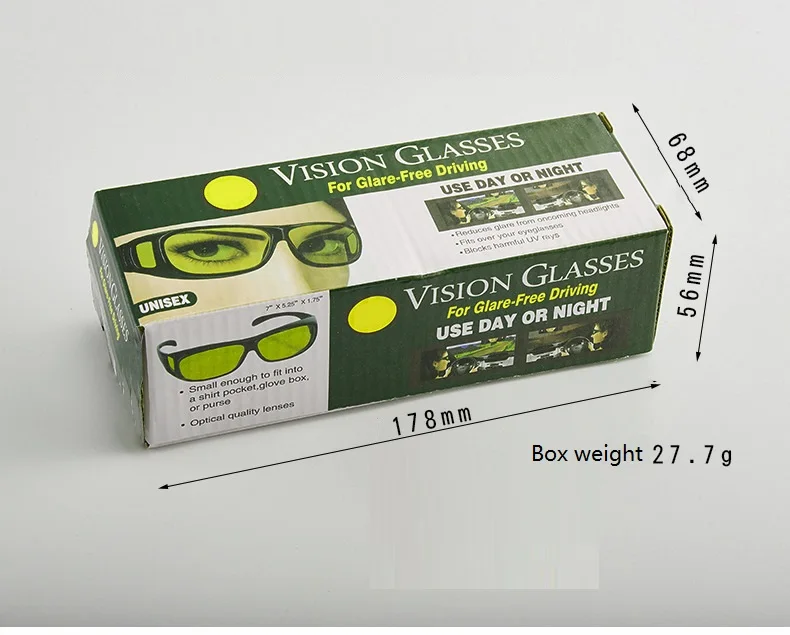 
Square Men Night Vision Glasses Over Glasses for Driving with Retail boxes wholesale 