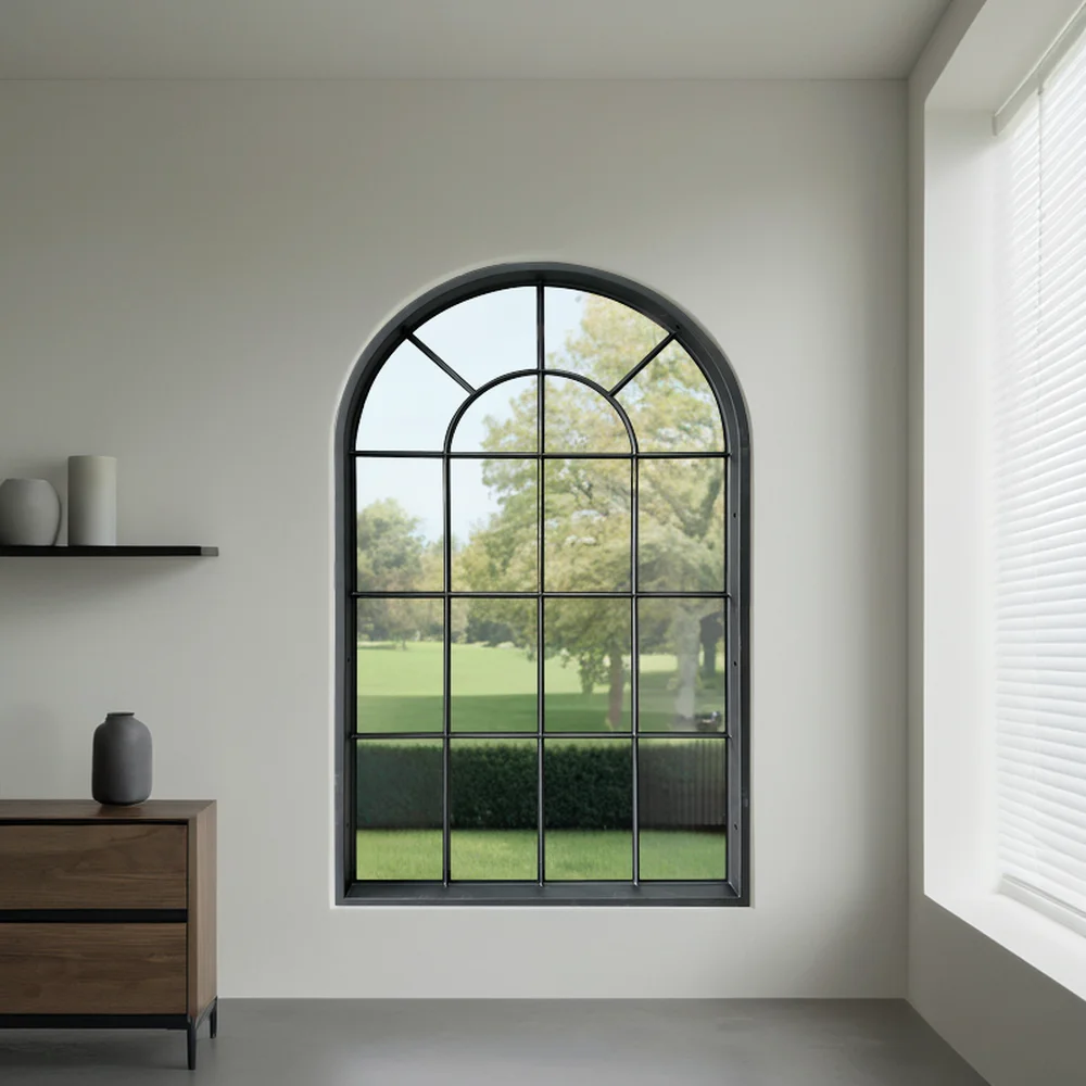 Customized Arch Head fixed steel windows with arch transom