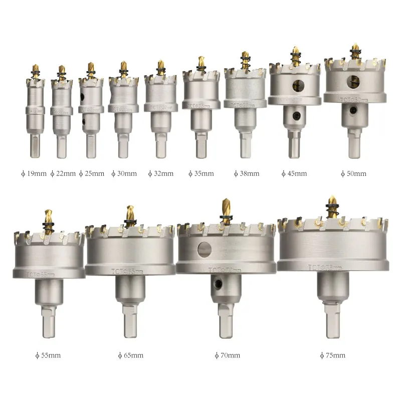 13PC Carbide-Tipped TCT Drill Holes Saw Set Drill Bit for Stainless Steel Concrete Wood Reamer Tool Kit Metal Cutter