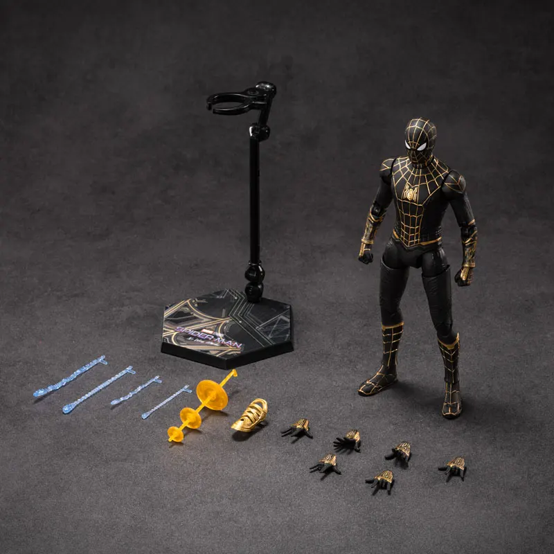 zd toys original genuine Marvel Spider Man-No Way Home Black and Gold Spider-Man 1/10 action figures movable joints 18cm 7 in