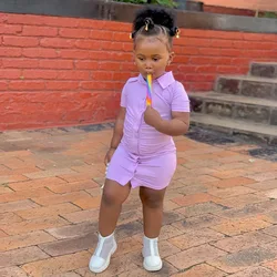 Wholesale Summer Frock Kids Clothing Children Baby Girls T Shirt Dress Fashion Ruffles Shirt Dress Toddler Girls Dresses 2022