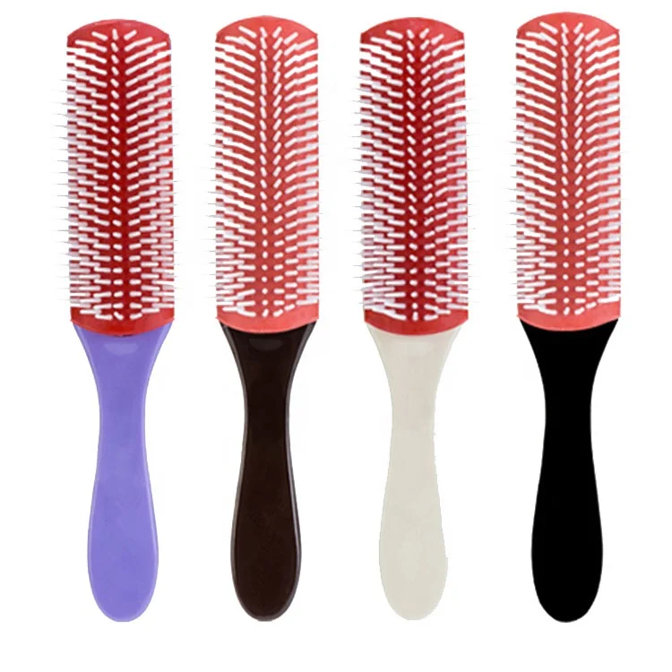 Hairbrush Nylon Pin 9 Rows Pins Hair Scalp Massage Comb Denman Hair Brush