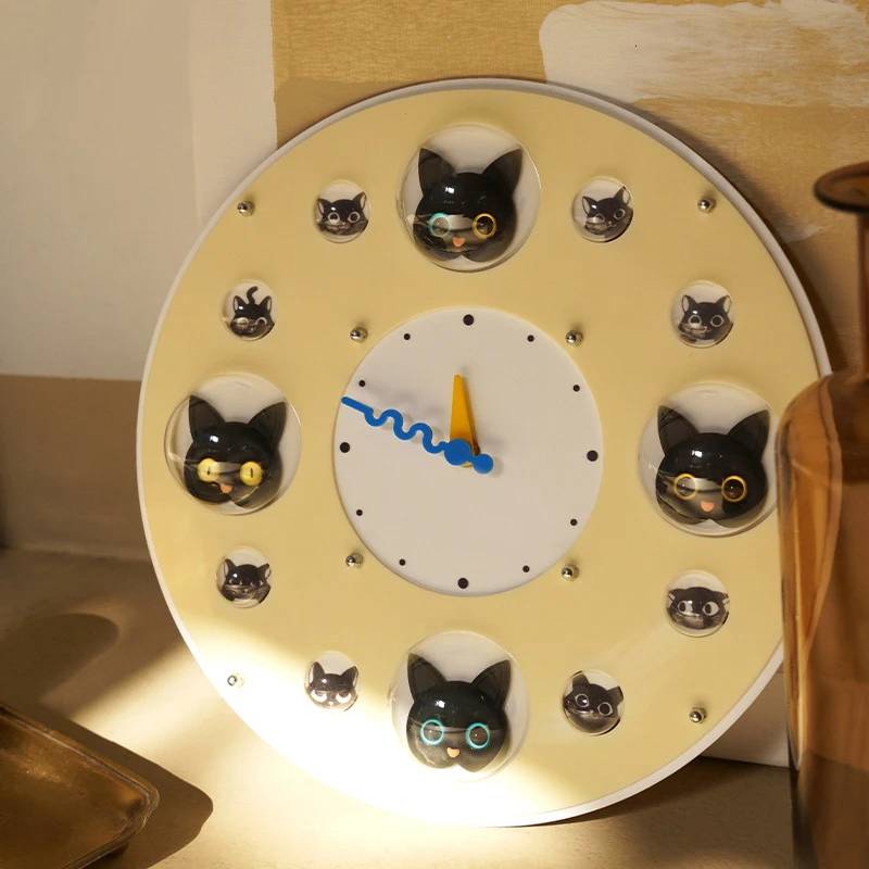 35mm Diameter 6.5cm Thickness Red Three-dimensional Cat Bubble Clock Plastic Wall Clock with Quartz for Home Bedroom Box Packed