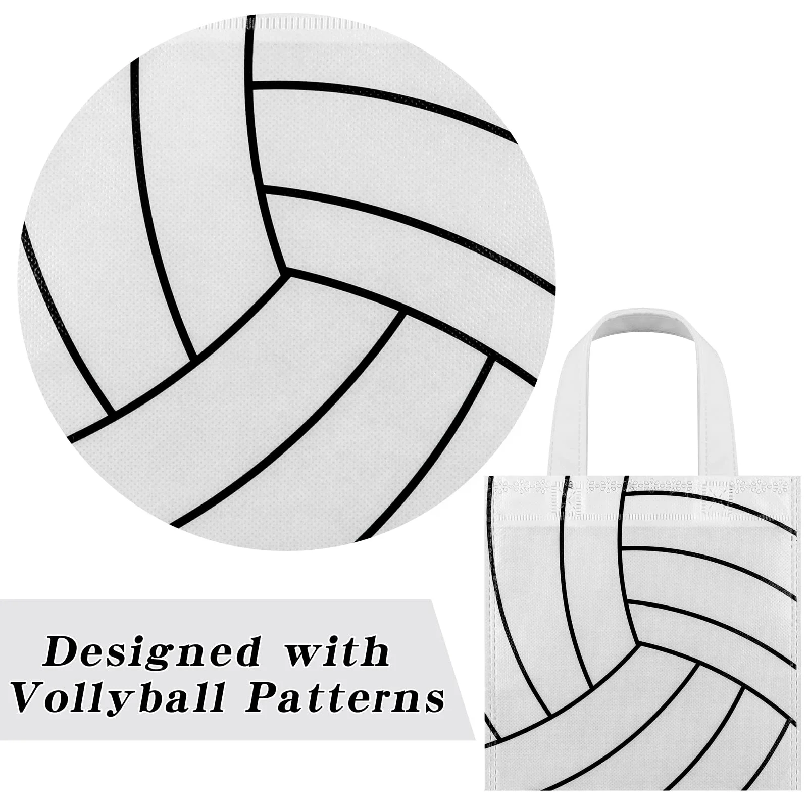 Lightweight Eco-friendly Colorfast Volleyball Sports Theme Goodie Treat Snack Non-woven Party Favor Bag With Durable Handles