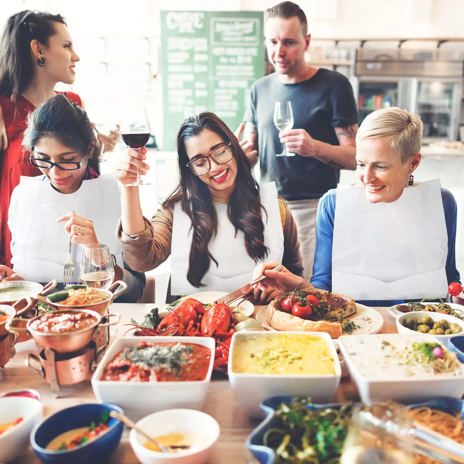 Hot selling waterproof adult elderly care non-woven bib custom printed disposable bibs