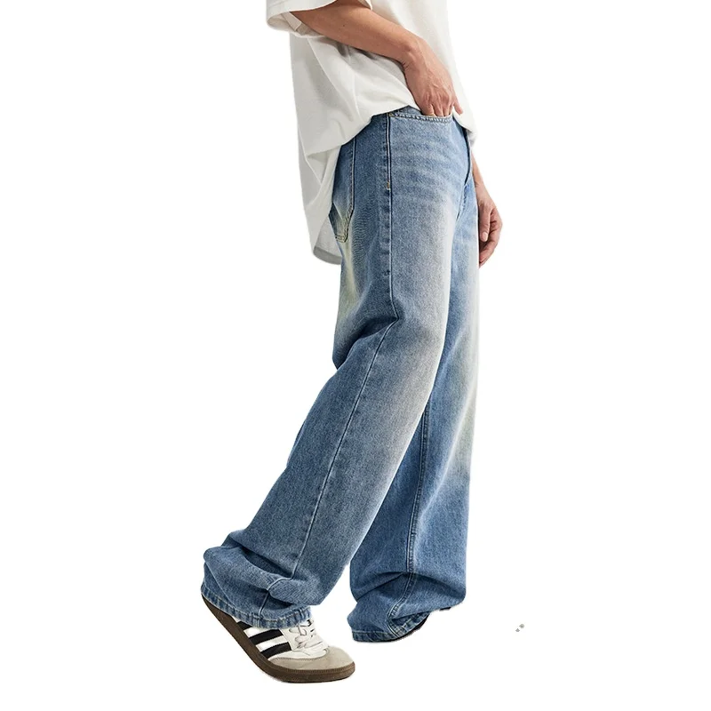 MAQVOB Street Classic Washed Jeans 2024 Spring Summer New Fashion Brand Simple Everything Straight Pants Men