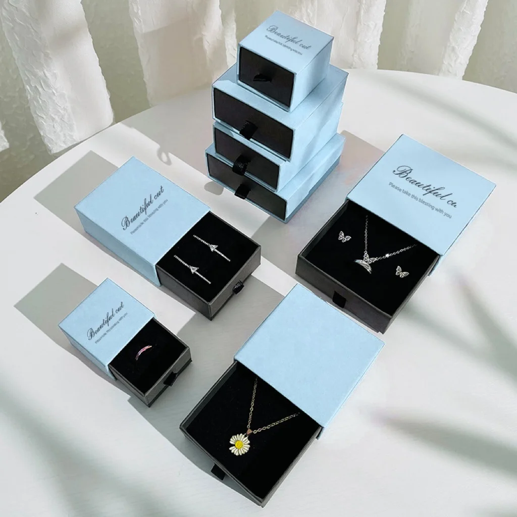 Necklace Earring Gift Packaging Jewelry Box Ring Box Fancy Custom Small Rigid Cardboard Hard Paper Wholesale Recyclable Luxury