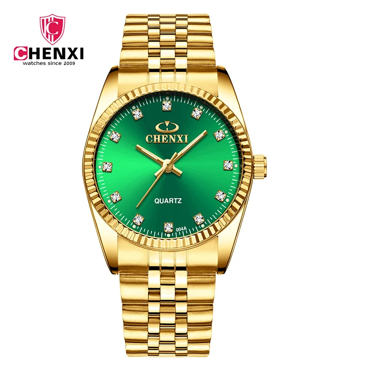  CHENXI 004A влюбленные кварцевые Кристальные алмазные золотые наручные часы пользовательский дизайн водонепроницаемые