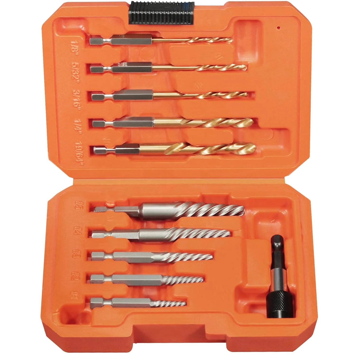 11Pcs Screw Studs Extractor and Left Hand Drill Bit Set  for Removing Broken Bolts Screws Stripped Fastener Tool
