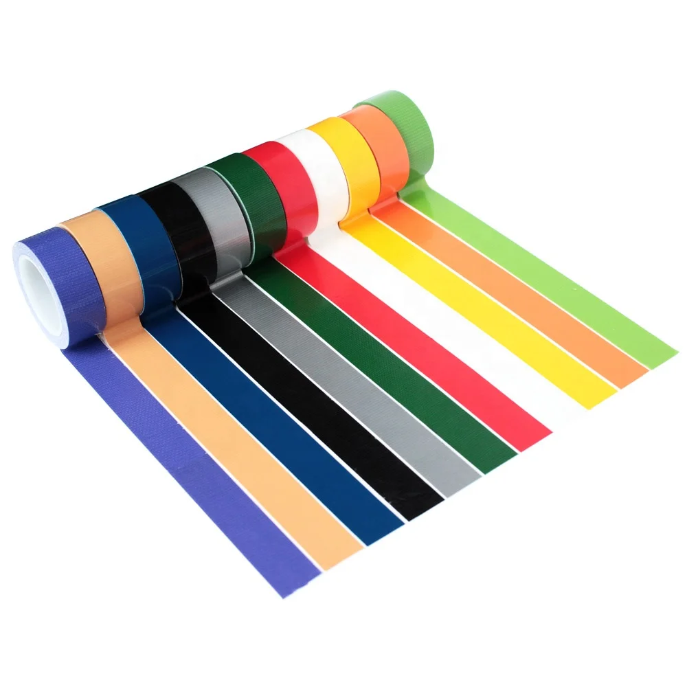 2- Recyclable Silver Gray Grey Yellow Red Black White Orange Blue Purple Green Brown Pink Duck Cloth Duct Self Adhesive Tape