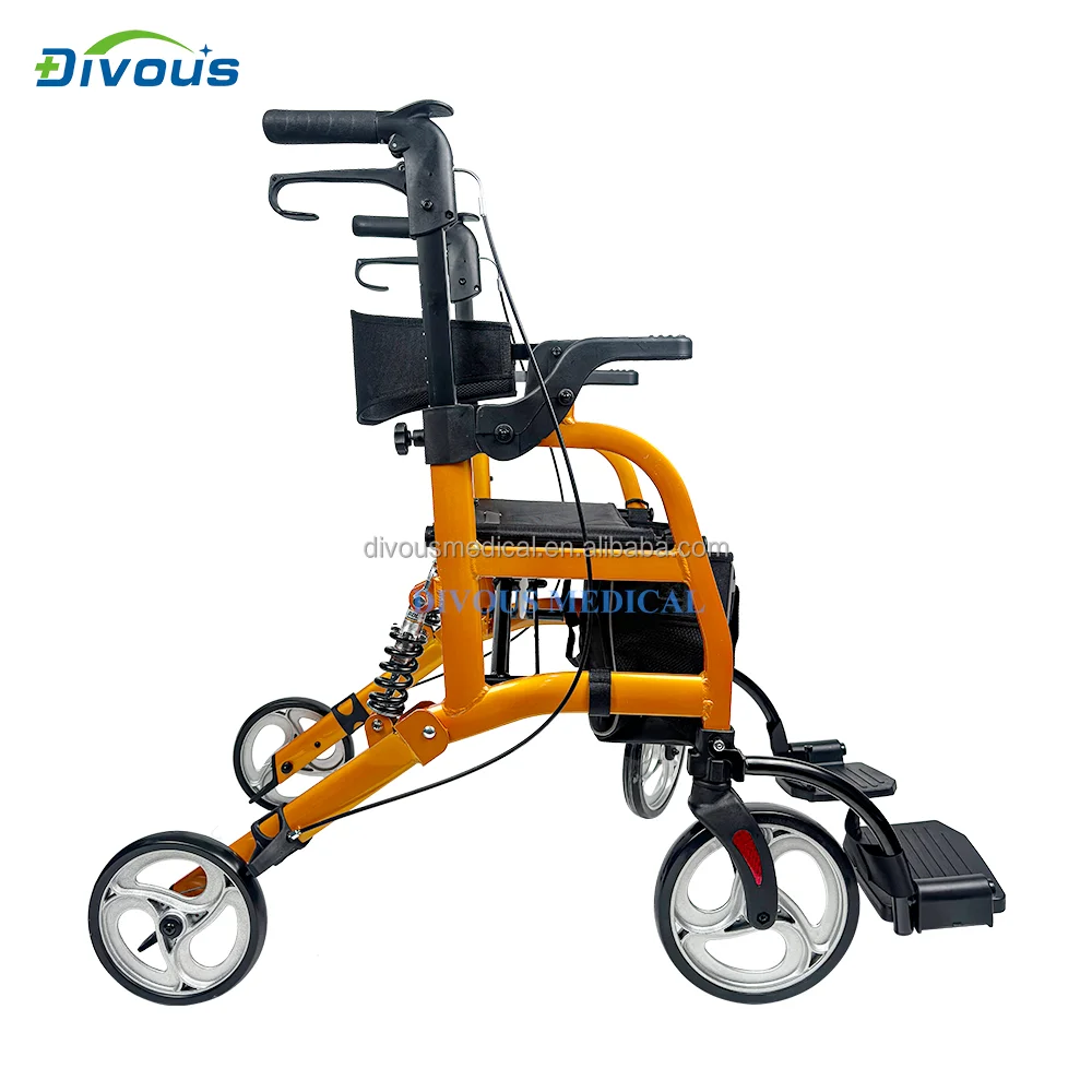 Wholesales Aluminum Patient Health Care Walking Aid Senior Rollator Walker with Handle and Brakes for Elderly