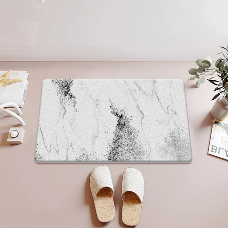 Quick drying marble pattern diatomite stone bath mat for bathroom
