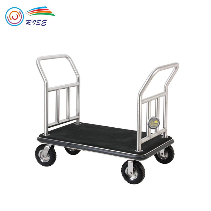 
Stainless Steel Hotel Lobby Four-wheel Serving Luggage Cart Trolley 