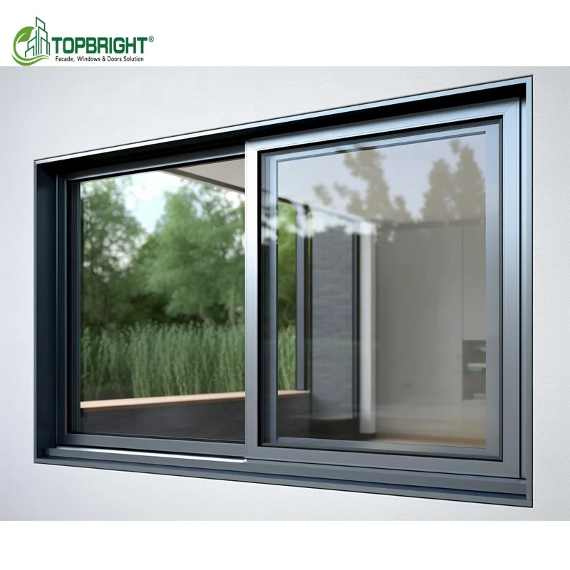 Topbright thermal insulation sliding window mosquito net triple tempered aluminium sliding glass window