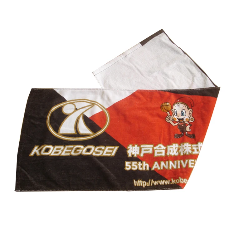 Small MOQ Custom Full Color Digital Printed Cotton Velour Colorful Soft Touch Sports Gym Stadium Spirit Slogan Rally Towel