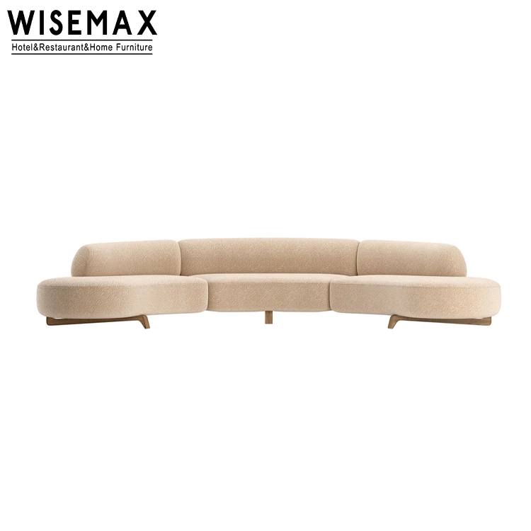 WISEMAX FURNITURE New italy style modern curved design long fabric sofa for living room hotel