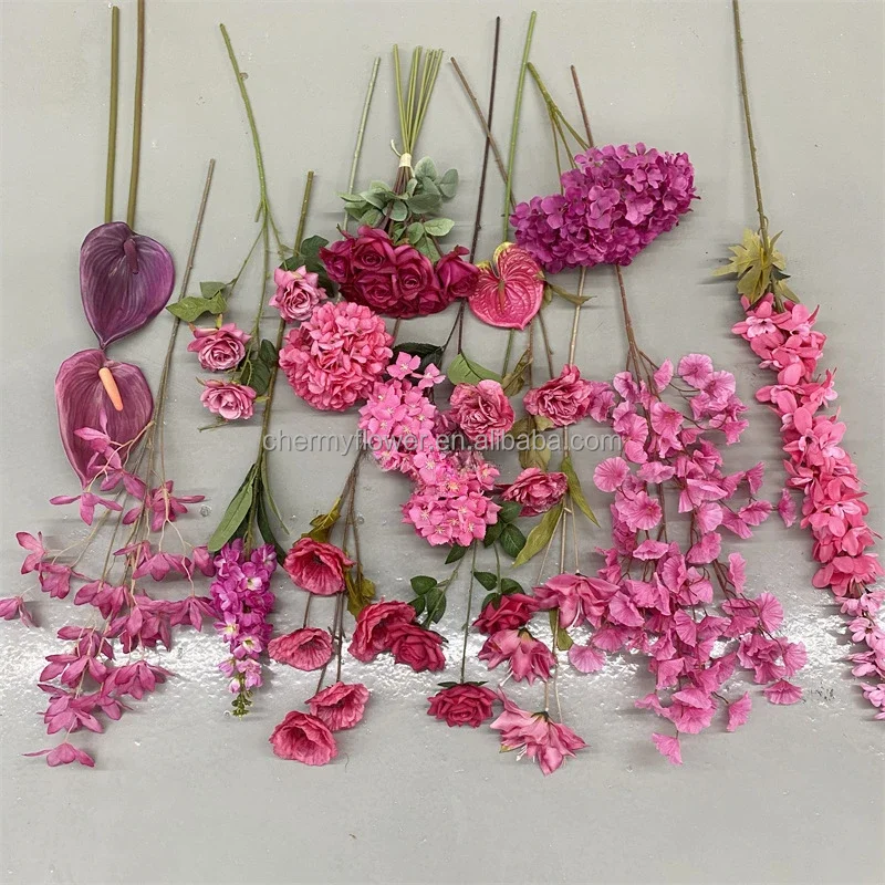 CM-TH1210 Hot Pink Flower Arrangement Wedding Party Fushia Color Artificial Flowers Wholesale