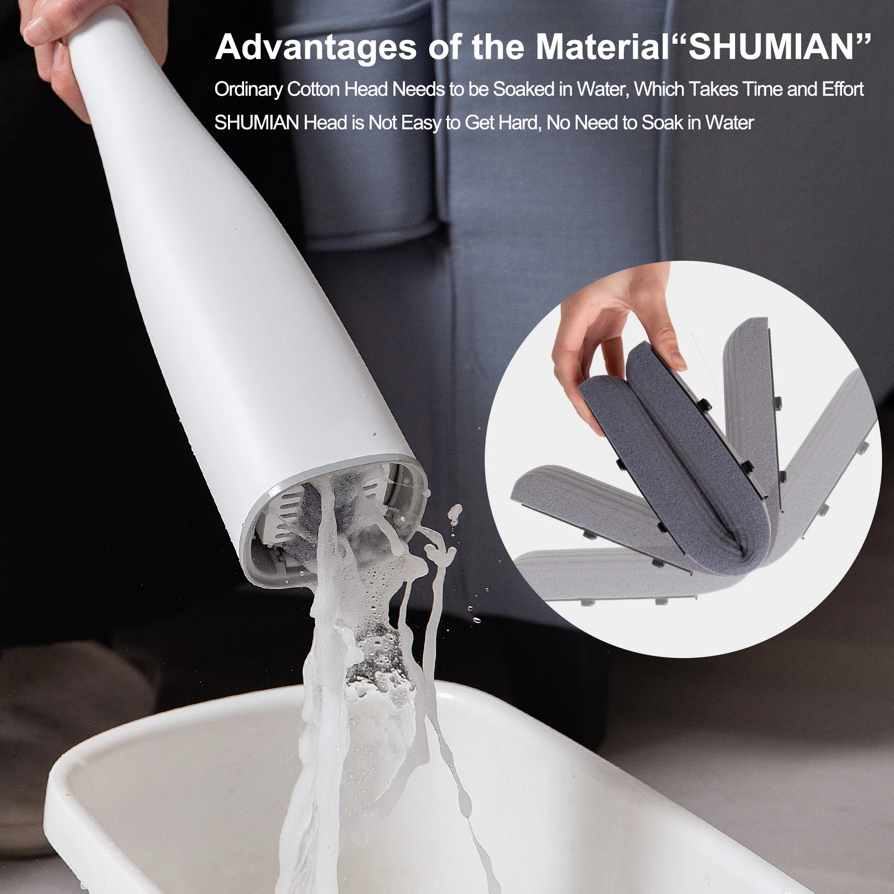 Jesun roller type quick clean water sponge squeeze pva super clean pva material magic floating aluminium mop
