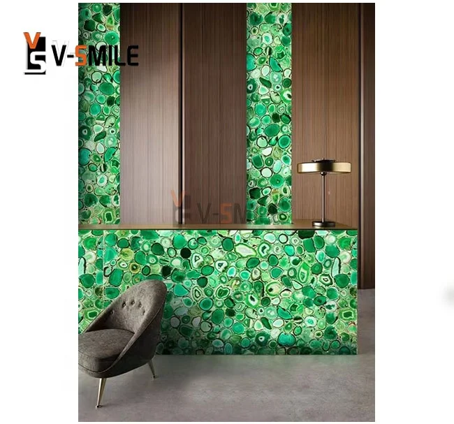 Green Agate countertop Backlit large agate slab for flooring and wall panel