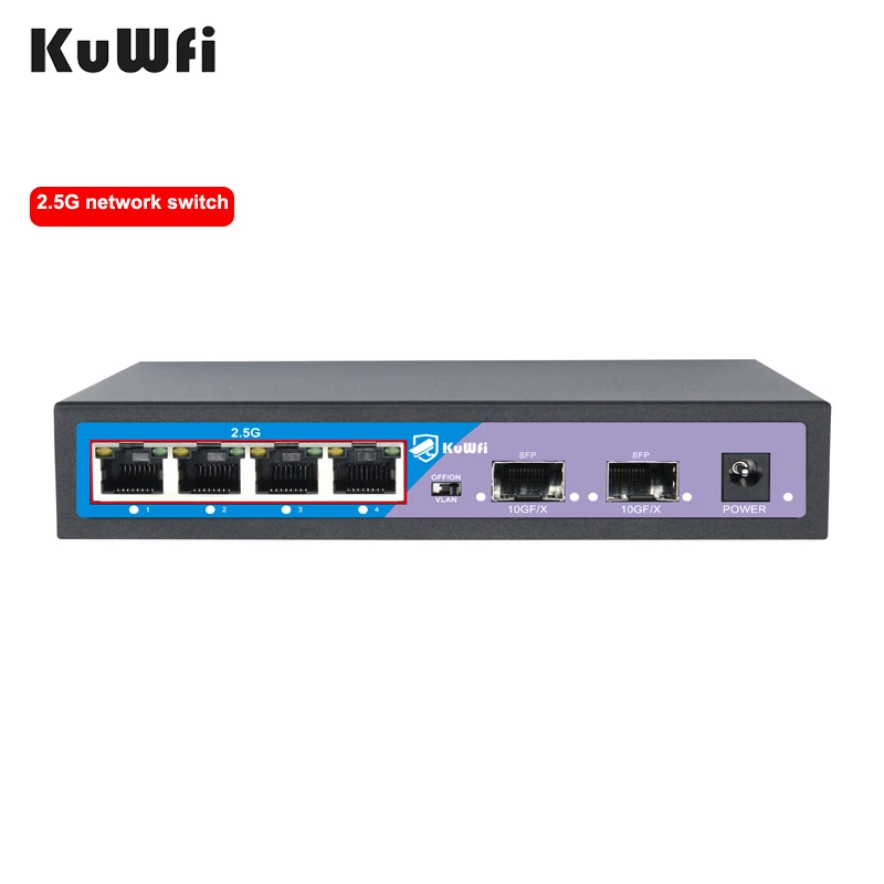 KuWFi Wi-Fi 48 В беспроводной 100 м расстояние высокоскоростной металлический корпус 4 порта 2 5 г сетевой коммутатор ethernet с портами 10 SFP