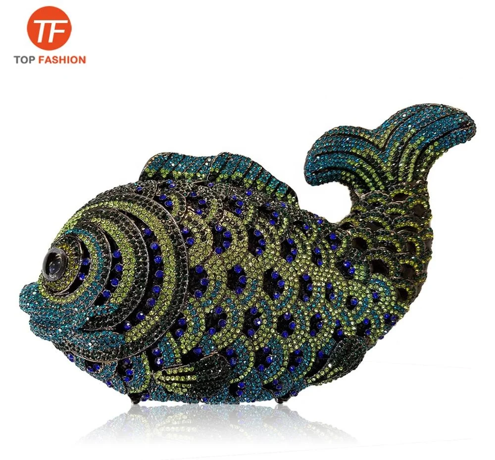 Luxury Fish Crystal Rhinestone Party Hardcase Clutch Evening Bag from Factory