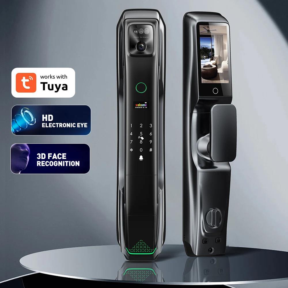 Friendly design Villas home entrance tuya 6072 6068 6085 suitable full automatic smart door lock wifi with 3d face recognition