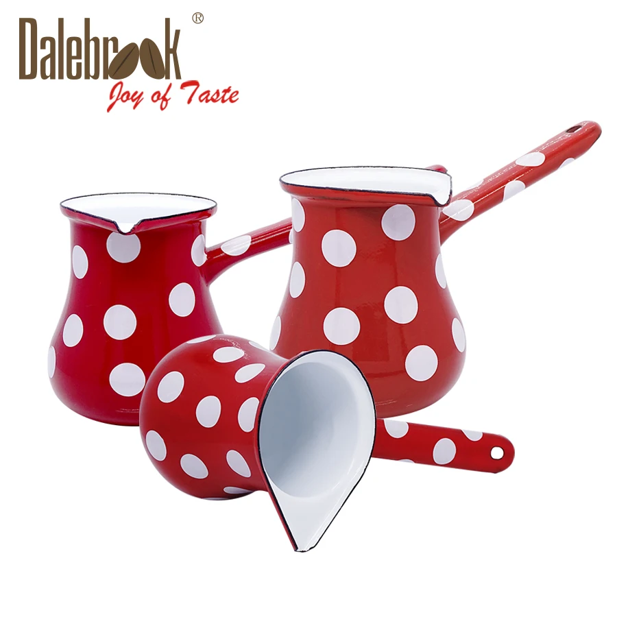 
Dalebrook Turkish Arabic Coffee Warmer Greek Cezve Ibrik Enamel Ceramic Mug Induction Tea Milk Brass Coffee Pot Cookware Set 