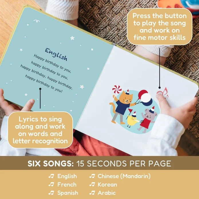 Factory Wholesales Baby Music Board Book Pushing Button Sound Book Custom Audiobook For Children