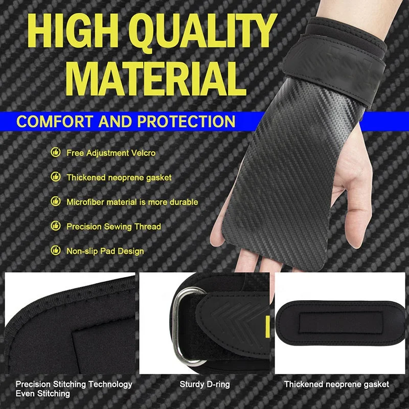 Carbon leather Calisthenics Tartan Pattern Hypalon Anti Slip Fitness Weightlifting Training Gymnastics Grips Gym Grips