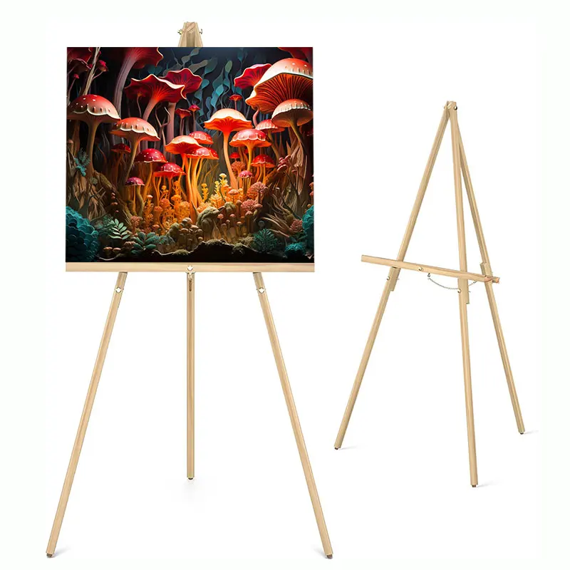 Art Easel Wooden Portable Tripod Display Easel - Adjustable Wood Poster Stand for Wedding Painting Display
