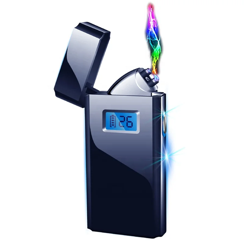 Customized Smart Smoking USB Rechargeable Arc Electronic Lighter Press Button with Screen,Electric Lighters Smoking Accessories