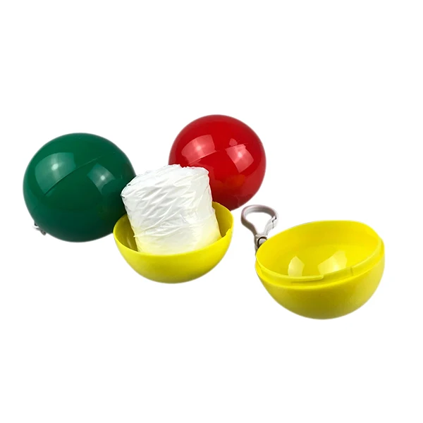 outdoor PE disposable eco friend Poncho ball key chain  Raincoat In Convenient Carrying Ball YC355
