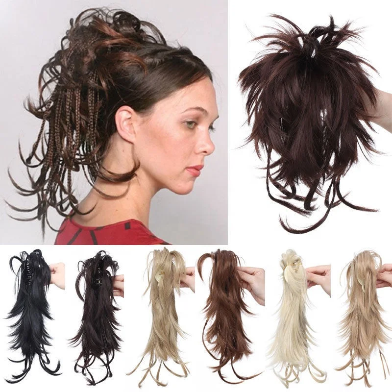 Синтетические волосы SNOILITE 12 дюймов «сделай сам», черные и коричневые косички, заколка для конского хвоста, наращивание волос, шиньоны для конского хвоста